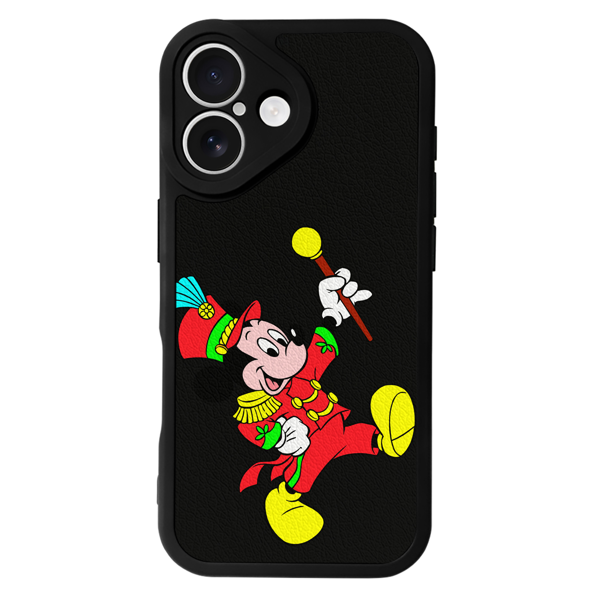 （画像用） ミッキーマウス Mickey Mouse 【iPhone 16シリーズ対応】シリコンスマホケース（レザー調） 材質：シリコン